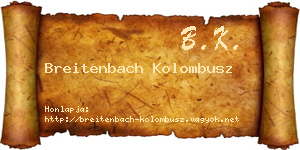 Breitenbach Kolombusz névjegykártya